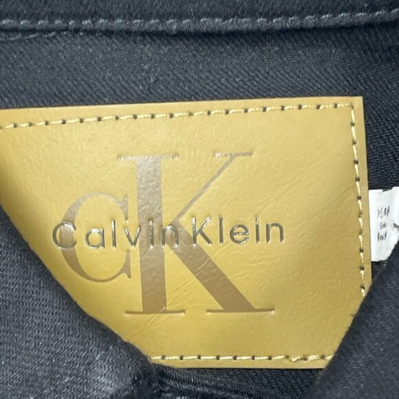 Calvin Klein XS Black Classic Trucker Denim Jacket Stretchy Fit d0153 - Picture 4 of 8